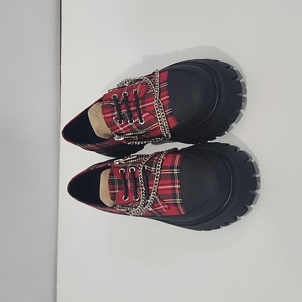 KOI FOOTWEAR WOMANS THE WULVER RED PLAID LOAFFERS (VEGAN) US SIZES 5,6,7